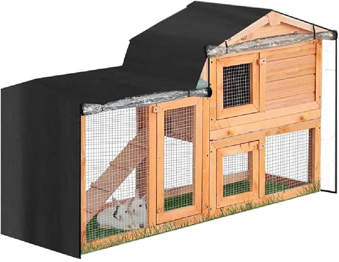 Rabbit Hutch Cover 210D Durable Thermal Covers Pet Crate Covering for Cage with Pointed Window Easy to Install Two Size Pet Crate Cover Large