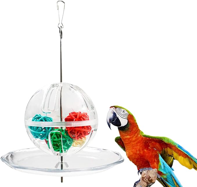 Bird for Creative Foraging Feeder Food Ball Rotate Training Toy Rattan for Small and Parrots Parakeets Conu Bird Foraging Feeder Toys Food Stainless Steel Hanging Food Treat Holder