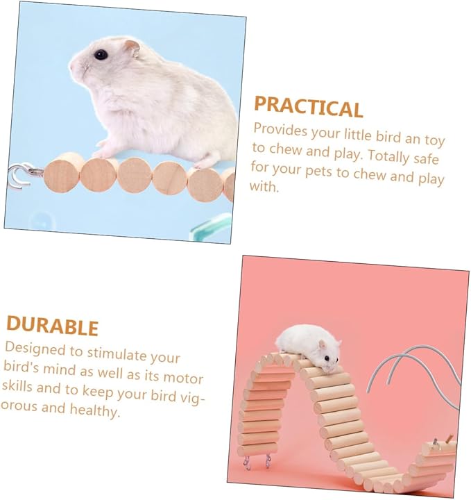 Abaodam Pets Parrots Climbing Ladder Toy for Birds and Hamsters Natural Wood Swing Design for Exercise and Adventure Bird Cages Wide