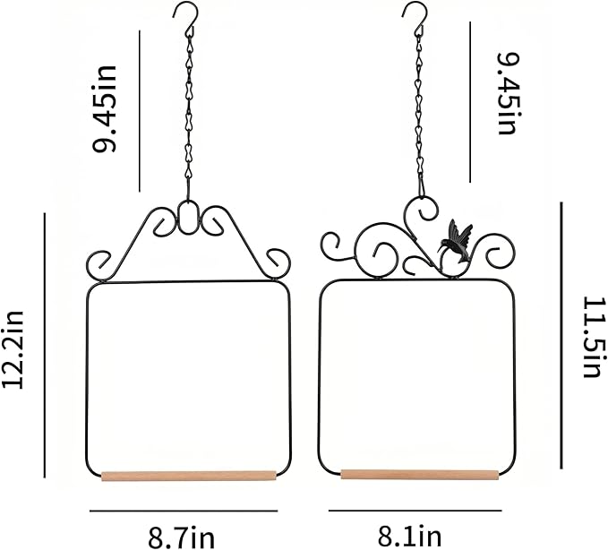 Two piece Metal Bird Swing with crossbars and Hanging Chains - Suitable for Outdoor Bird habitats in Gardens, terraces, lawns, and Tree Trunks - Load-Bearing, Easy to Hang, Black