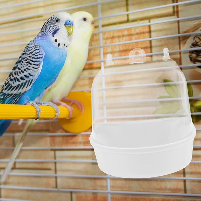GALPADA Hanging Bird Bath Cube Transparent Bird Bathtub for Cage Indoor Outdoor Parakeet and Parrot Bathing Tub Easy to Clean Safe Pet Shower Box