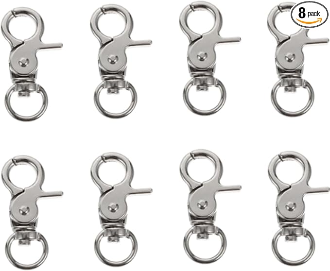 8 Pcs Bird Cage Lock Bird Cage Lobster Clasp, Birdcage Lock Birds Cage Clip Dove Cage Door Keychains Swivel Clip Rabbit Cage Door Locks Purse Hooks to Rotate Shackle Stainless Steel Iron Wire