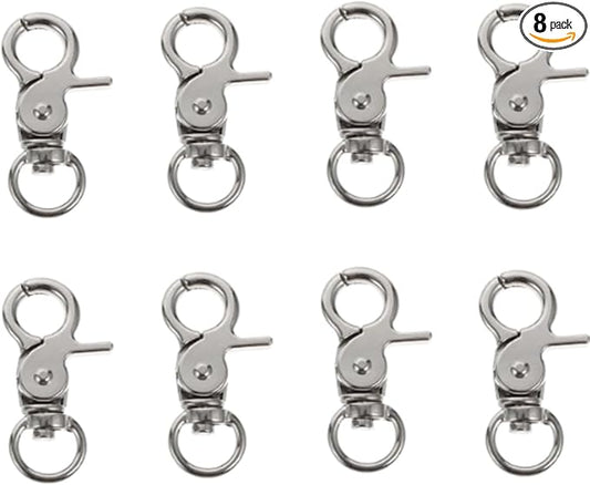 8 Pcs Bird Cage Lock Bird Cage Lobster Clasp, Birdcage Lock Birds Cage Clip Dove Cage Door Keychains Swivel Clip Rabbit Cage Door Locks Purse Hooks to Rotate Shackle Stainless Steel Iron Wire