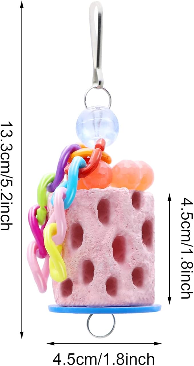 Wontee Bird Beak Grinding Parakeet Treats Bird Calcium Chewing Toy for Budgies Parakeet Cockatiel Conure Hamster (Random Color) (Small (2 pcs))