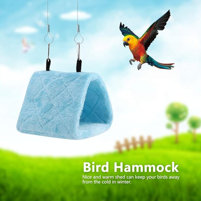 Warm Bird Nest, House Shed Hut Hanging Hammock Finch Cage, Soft Plush Hammock Hanging Cage Tent, for Parrot Budgies Eclectus Parakeet Cockatiels Cockatoo