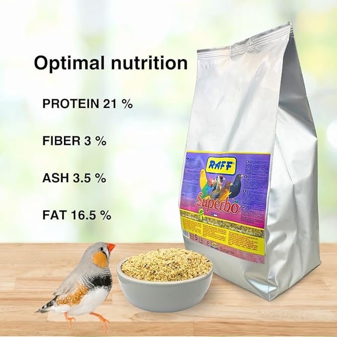 Raff SuperBo 5Lb Moist Bird Feed – Nutrient-Rich Soft Food for Granivorous Birds, Ideal for Canaries, Finches & Softbills, No Dore Formula, Supports Healthy Growth & Digestion