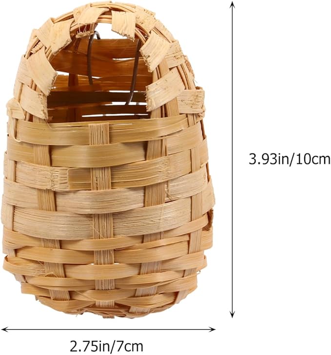 Milisten 6Pcs Handmade Bamboo Bird Nests with Hooks for Outdoor Bird Roosting Houses Winter Shelter and Garden Decoration