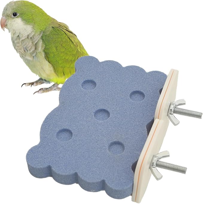 Bird Perch Stand for Parrots – Natural Ceramic Grinding Stick for Beak, A Safe, Non-Shedding Chewing and Claw-Trimming Perch for Parrots (Blue, Medium Size)
