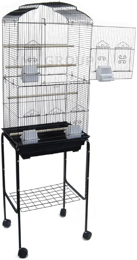 YML 6804 Tall Bird Cage with Rolling Wheeled Stand for Lovebirds, Parakeets, Parrot, and Cockatiels