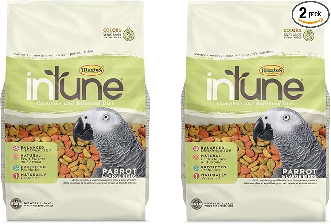 Higgins 2 Pack of Intune Complete and Balanced Diet Parrot Food, 3 Pounds Each