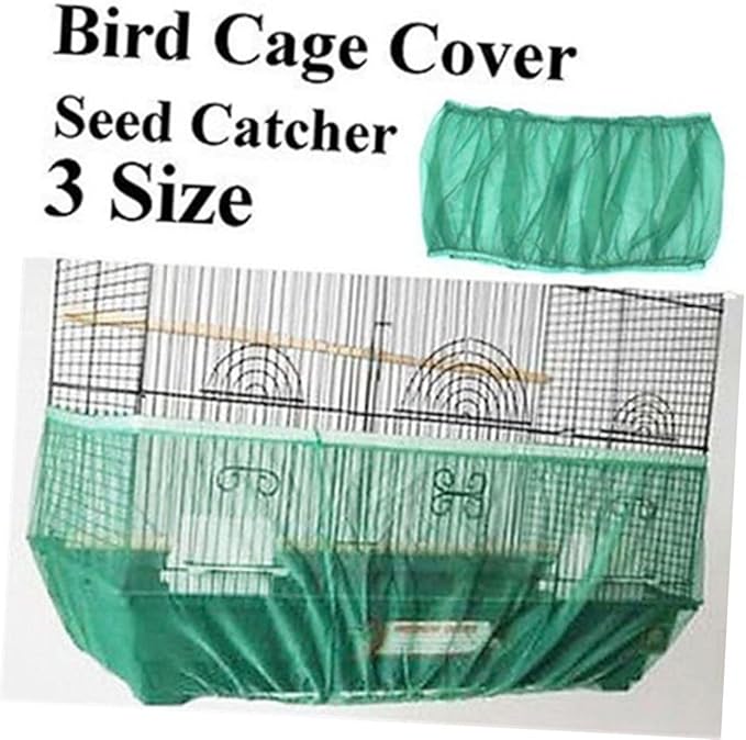 DOITOOL Mesh Bird Cage Cover with Elastic Bottom for Seed and Floor Protection Breathable Cage Skirt for Small Birds Parakeets Size L