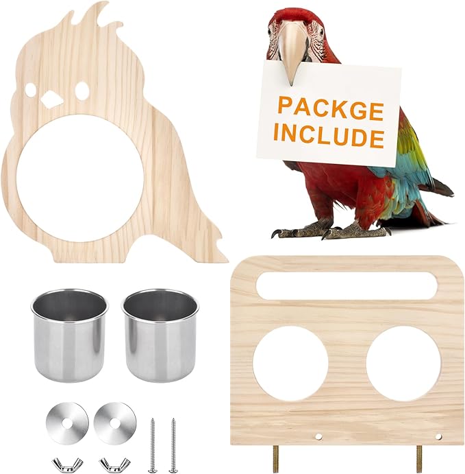 Natural Wood Perch, Adjustable Cage Accessory & Toy, Tool-Free Design for Parakeets, Cockatiels, Lovebirds