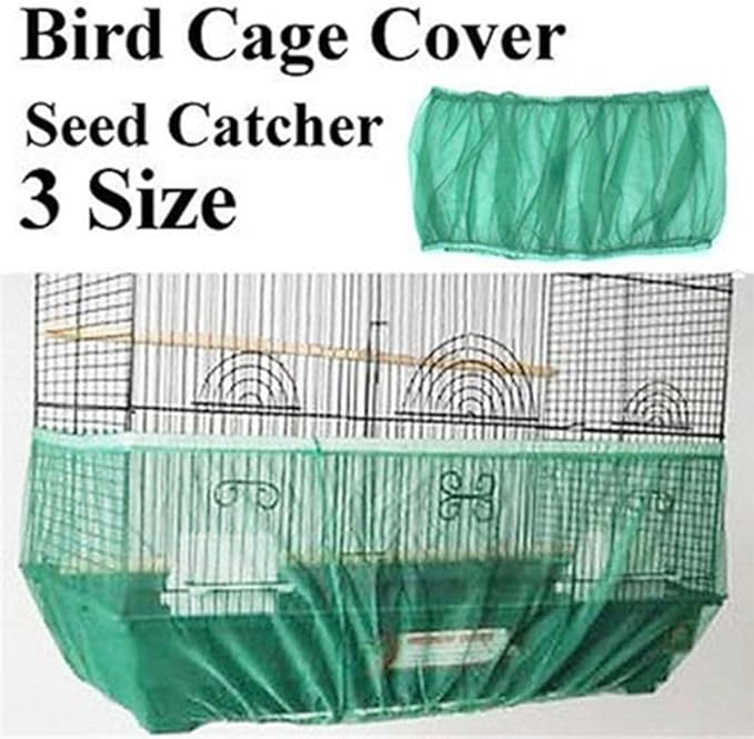DOITOOL Mesh Bird Cage Cover with Elastic Bottom for Seed and Floor Protection Breathable Cage Skirt for Small Birds Parakeets Size L