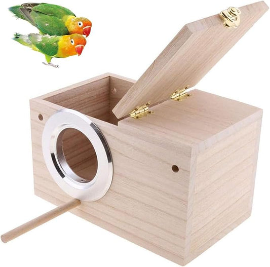 Parakeet Nesting Box, Bird Nest Breeding Box Cage Wood House for Finch Lovebirds Cockatiel Budgie Conure Parrot, 8'' X 5'' X 5''