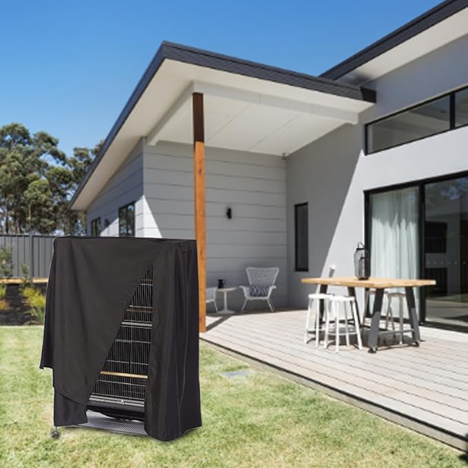 Universal Bird Cage Cover, Waterproof Oxford Cloth, Black, Solid, 122x104x69 cm/48.03x40.94x27.17 inch, Nighttime Sleep