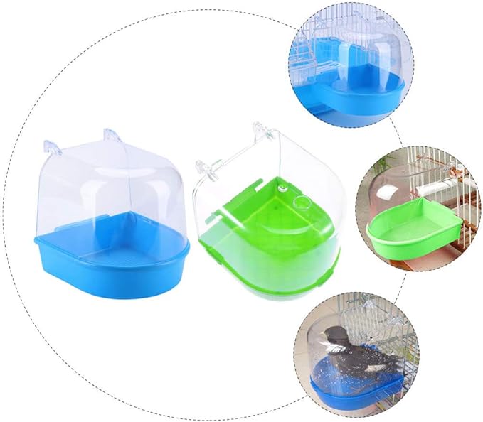 GANAZONO Bird Bathtub Hanging Bath Box for Small Pet Birds Parakeets Lovebirds Cage Accessory Bird Bath Deep Bowl for Health and Cooling
