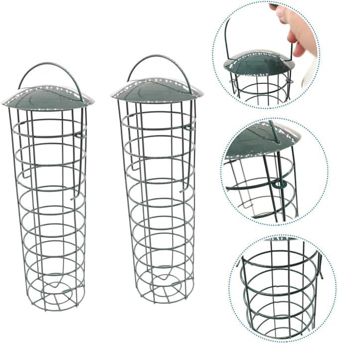 VANZACK 2Pcs Green Outdoor Bird Feeding Tool Hanging Pet Bird Supplies for Garden Courtyards Lightweight and Practical Design for Easy Use