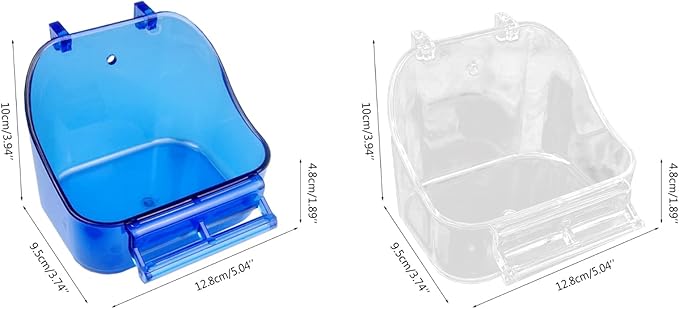 Bird Bath for Cage- Multi-functional Bird Bath Tub Hanging Parrot Bathtub Shower Box Food Feeder Cage Accessory for Small Birds Canary Budgies Parrots Cockatiel Lovebird Hamster (Transparent)