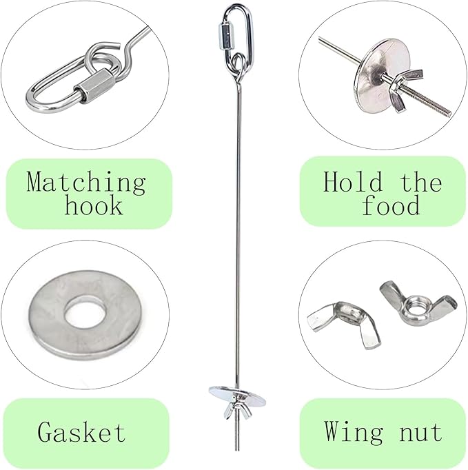 3-Piece Stainless Steel Bird Food Holder, Metal Parrot Foraging Toy, Hanging Fruit Vegetable Feeder Parakeet