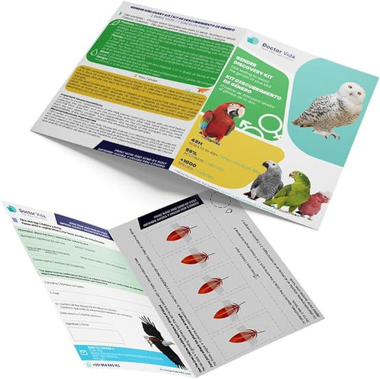Bird Sexing DNA. Gender Reveal Test for Parrots, Lovebirds, Cockatoos, African Grey,Macaw, Cockatiels, Parakeets, Eagles, Owls + 1000 Species. Avian Sexing DNA Testing. Sample Collection Kit included