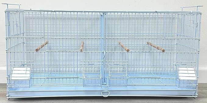 Large White Stackable Breeder Bird Flight Cage Side Breeding Nest Box Door with Center Removable Divider (White, 30"x11"x15"H Lot-4)