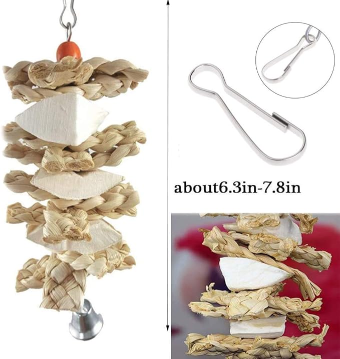 Hamiledyi Parrot Toys Chewing Bird Toy Cuttle Bone Beak Grinding Cage Hanging Bell Toys for African Greys Amazon Conure Eclectus Budgies Parakeet Cockatiel Hamster Chinchilla Rabbit 3 Pack