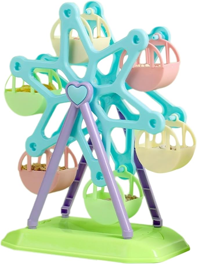 Parakeet Feeder, Bird Ferris Wheel Toy, Bird Toys for Parrots, Rotating Perch Foraging Interactive Feeder for Brain Game Smaller Bird