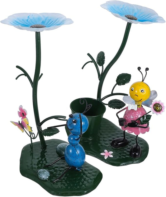 2 Pcs Mini Bird Feeder Garden Decor Metal Outdoor Art for Balconies and Yards Ant Design for Attracting Birds and Enhancing Outdoor Spaces