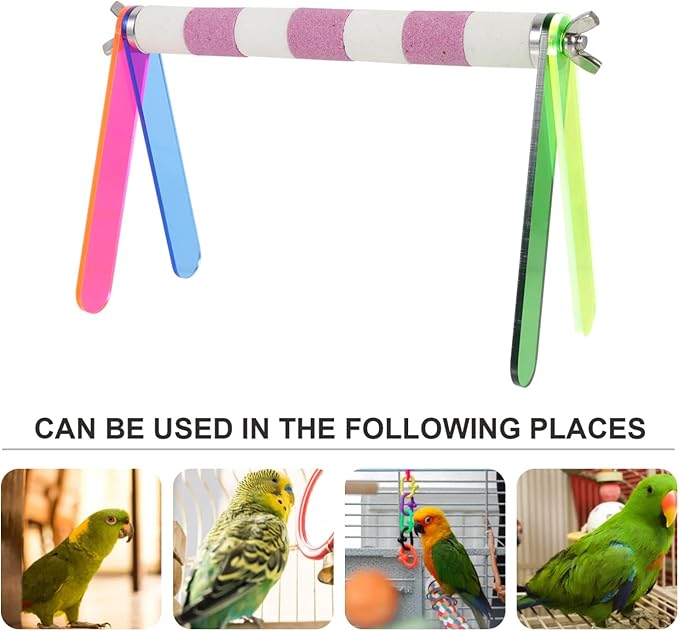 POPETPOP Bird Training Stand, Tabletop Bird Perch Training Perch Parrot Playground Cage Toys Accessories for Small Parakeet Cockatiel Budgie
