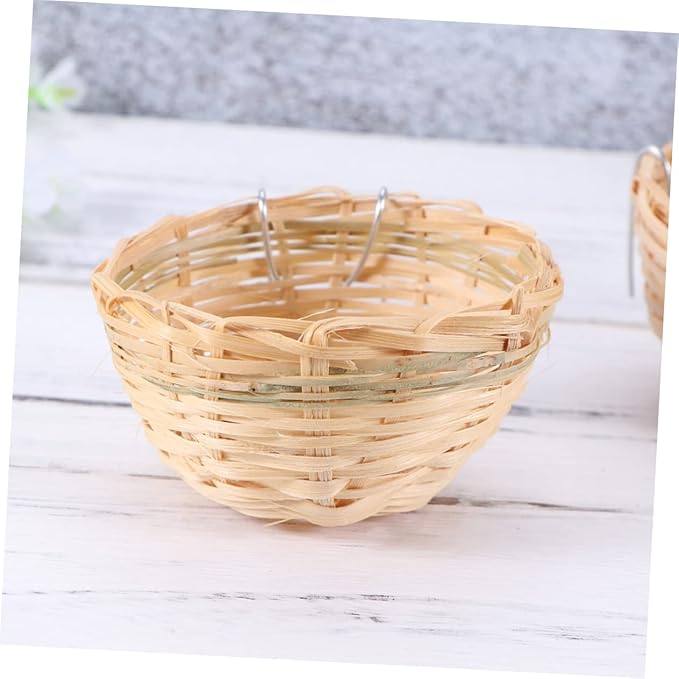 Mipcase Parrot Nest with Hook Bamboo Bird Nest Nest for Birds Garden Decor 4pcs Set