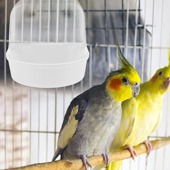 GALPADA Hanging Bird Bath Cube Transparent Bird Bathtub for Cage Indoor Outdoor Parakeet and Parrot Bathing Tub Easy to Clean Safe Pet Shower Box