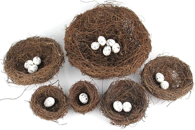 2Pcs Easter Bird Nest Anti-Scratch Decorative Lightweight Egg Decoration Prop Easter Bird Nest Compatible with Crafts Artificial Flowers Artificial Plants and Flowers（6 cm）