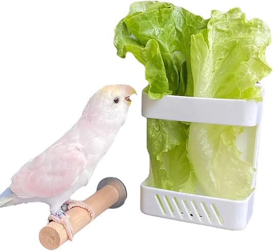 Bird Parrot Feeder with Stand, Plastic Pet Feeder for Multiple Pets, Durable Vegetable Rack, Hanging Baskets for Bird, Rabbit, Hamster Cage Decoration