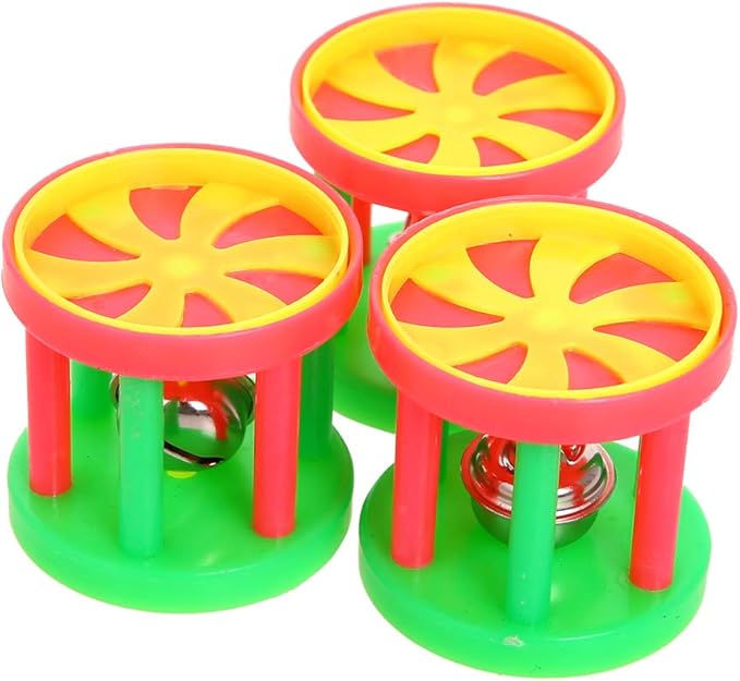 QBLEEV Bird Roller Rattles Toys, Parrot Foot Toys, Foraging Chewing Bell Training Trick Toys, Birds Play Gym Activity Center Cage Accessories for Small Parrots-3 Pack