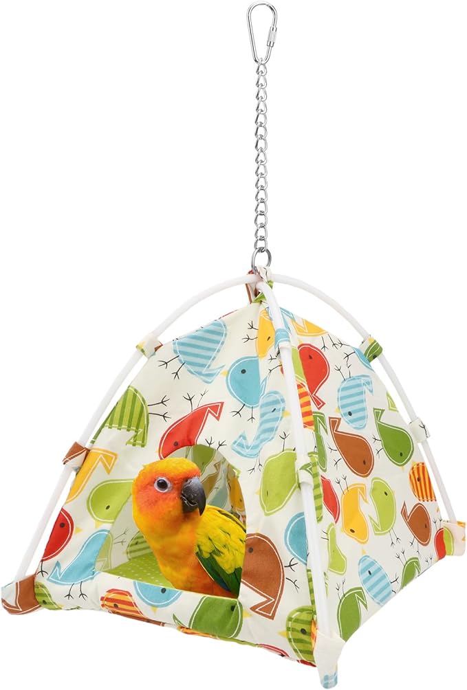 Wontee Bird Nest House Parrot Hanging Tent Snuggle Hut for Parakeets Cockatiels Conures Lovebirds (M)