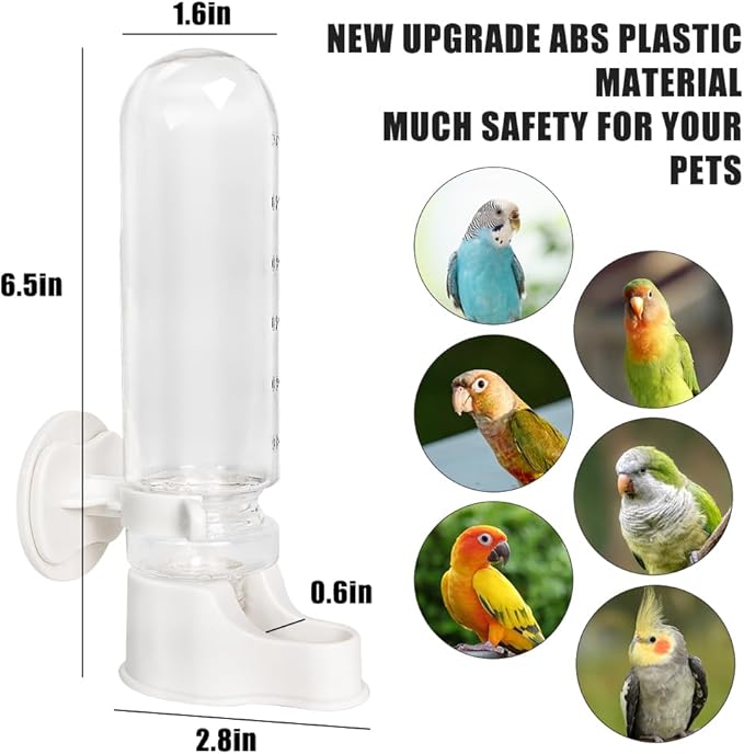 Automatic Pet Bird Water Feeder, Bird Water Dispenser for Cage, Bird Cage Suspended Automatic Water Dispenser, Bird Feeders for Parakeet Budgie Cockatiel Lovebirds Canary Finch (150ml)