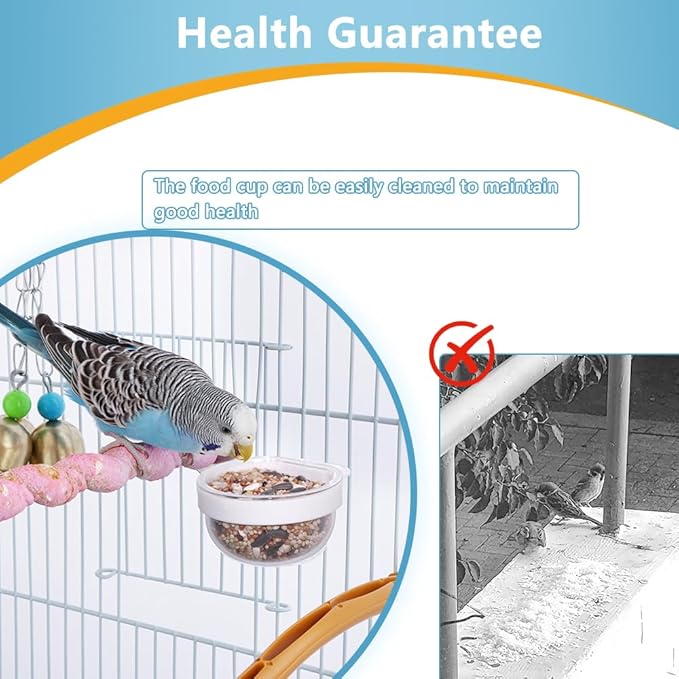 6 Pack Detachable Transparent Bowl Plastic Food Cup Convenient Hanging Seed Water Feeder for Parrot Canary Finch Small Size Bird