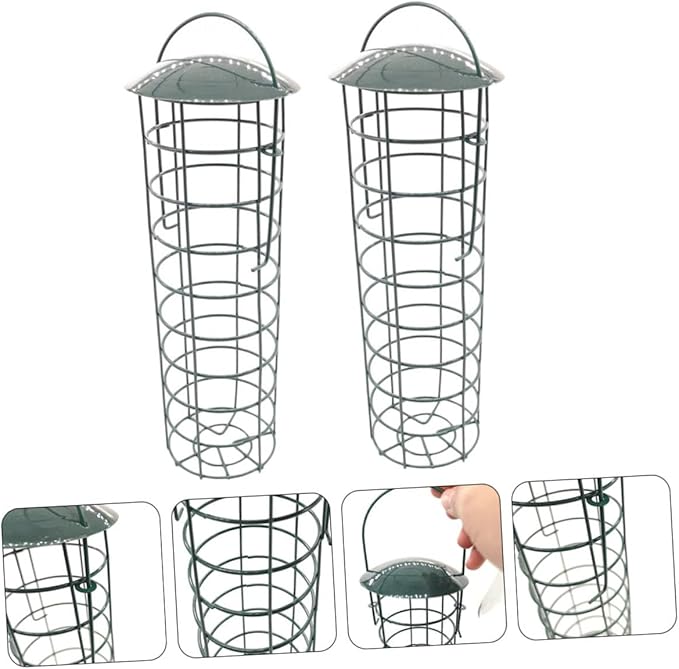 VANZACK 2Pcs Green Outdoor Bird Feeding Tool Hanging Pet Bird Supplies for Garden Courtyards Lightweight and Practical Design for Easy Use