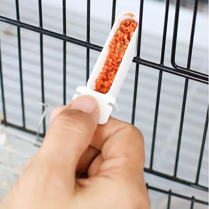 9 Pack Bird Cage Feeder Clips Seed Food Cup Bird Treats Dispenser Set Small Bird Cage Food Holder for Parakeet Canary Finch Leafy Green Broccoli Apple Slice Millet Spray Nutrition Diet Portion