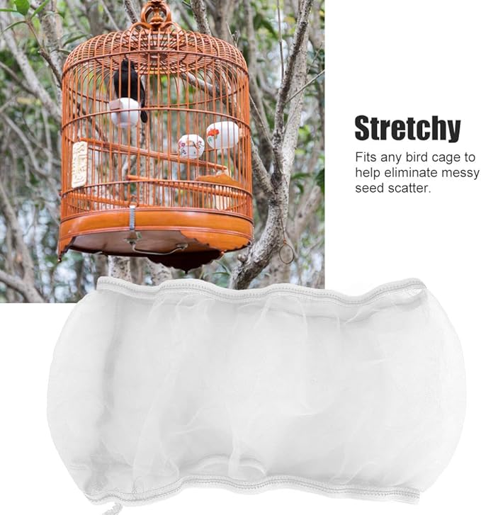 Yosoo 2PCS Bird Cage Cover with Universal Polyester Mesh Seed Catcher, Parrots Cage Accessories for Messy Seed Scatter (S)