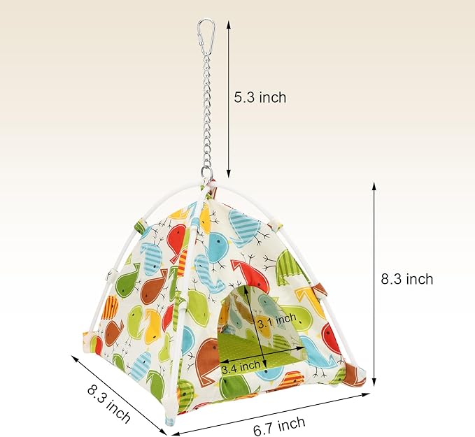 Wontee Bird Nest House Parrot Hanging Tent Snuggle Hut for Parakeets Cockatiels Conures Lovebirds (M)