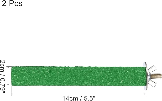 PATIKIL 0.8x5.5 Inch Bird Cage Perch, 2 Pack Parrot Stand Paw Grinding Stick Bird for Parakeet Cockatiel Cage Accessories, Green
