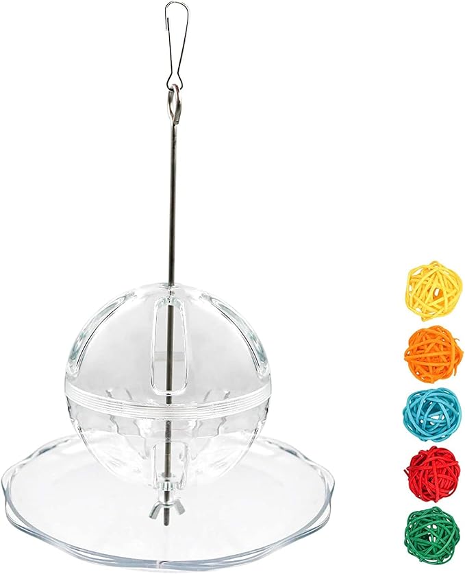 Bird for Creative Foraging Feeder Food Ball Rotate Training Toy Rattan for Small and Parrots Parakeets Conu Bird Foraging Feeder Toys Food Stainless Steel Hanging Food Treat Holder