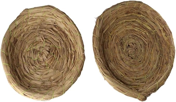 Leadigol 2PCS Natural Straw Bird Nest,Hatch House Budgie Cockatiel Perch Rabbit Bed Pet Bedroom Birds Nest for Small Animal