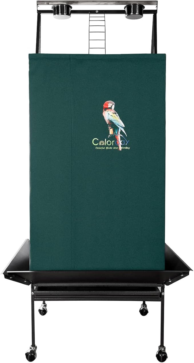 Colorday Good Night Bird Cage Cover for Large Bird Cage with Play Top (Patented), Green 68"