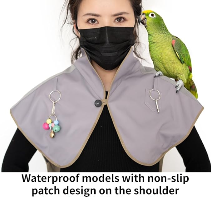 Pet Bird Upgraded Waterproof Shoulder, Neck Poop Protector and Protective Anti-Scratch Arm Guard Set, Anti-Bite Shoulder Pad Diaper Shawl for Parrot Macaw African Budgies Parakeet Agapornis Fischeri