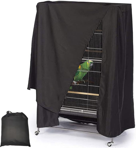 Fhiny Bird Cage Cover, 33.8”L×24”W×46.8”H Water-Proof Good Night Black-Out Birdcage Cover Durable Washable Windproof Cage Accessories for Parrot Parakeet Small Animal Sleeping