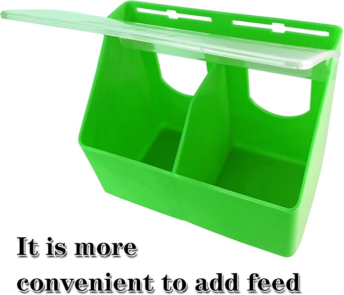 Pigeon Feeder Water 2 Pack Quail Bird Chicken Feeder Water Dispenser Drinkers with 2 Hole Pet Bowls & Feeders Eat Food (Two Hole (Green))