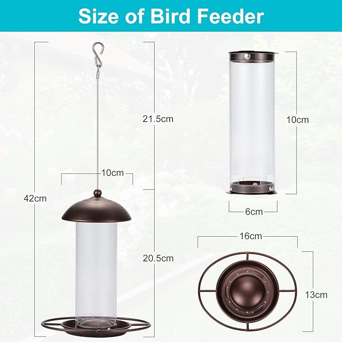 2 Pack Metal Wide Bird Feeders - Hanging Outdoor Bird Feeder with 1.6lbs Capacity, Strong Wire Lanyard for Garden Yard Decoration (YD-2)
