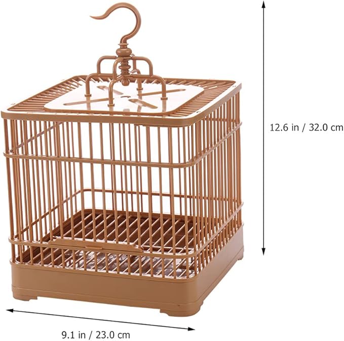 STOBOK 1Pc Hanging Bird Cage, 23x23x32cm Hanging Bird House Bird Travel Carrier for Budgie Lovebird Parrot Parakeet